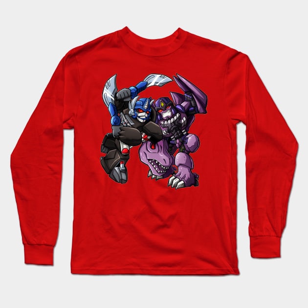 Skirmish of the Animalistic Robots Long Sleeve T-Shirt by Ninjatron